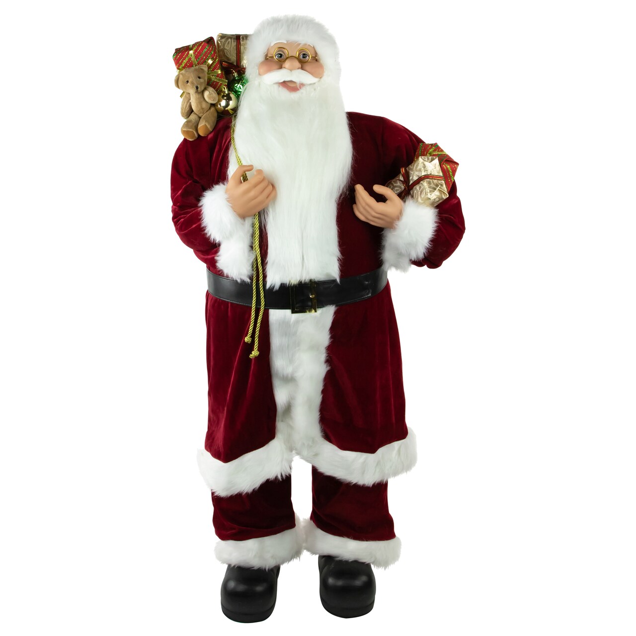 Northlight 48&#x22; Red and White Standing Santa with Presents and Gift Bag
